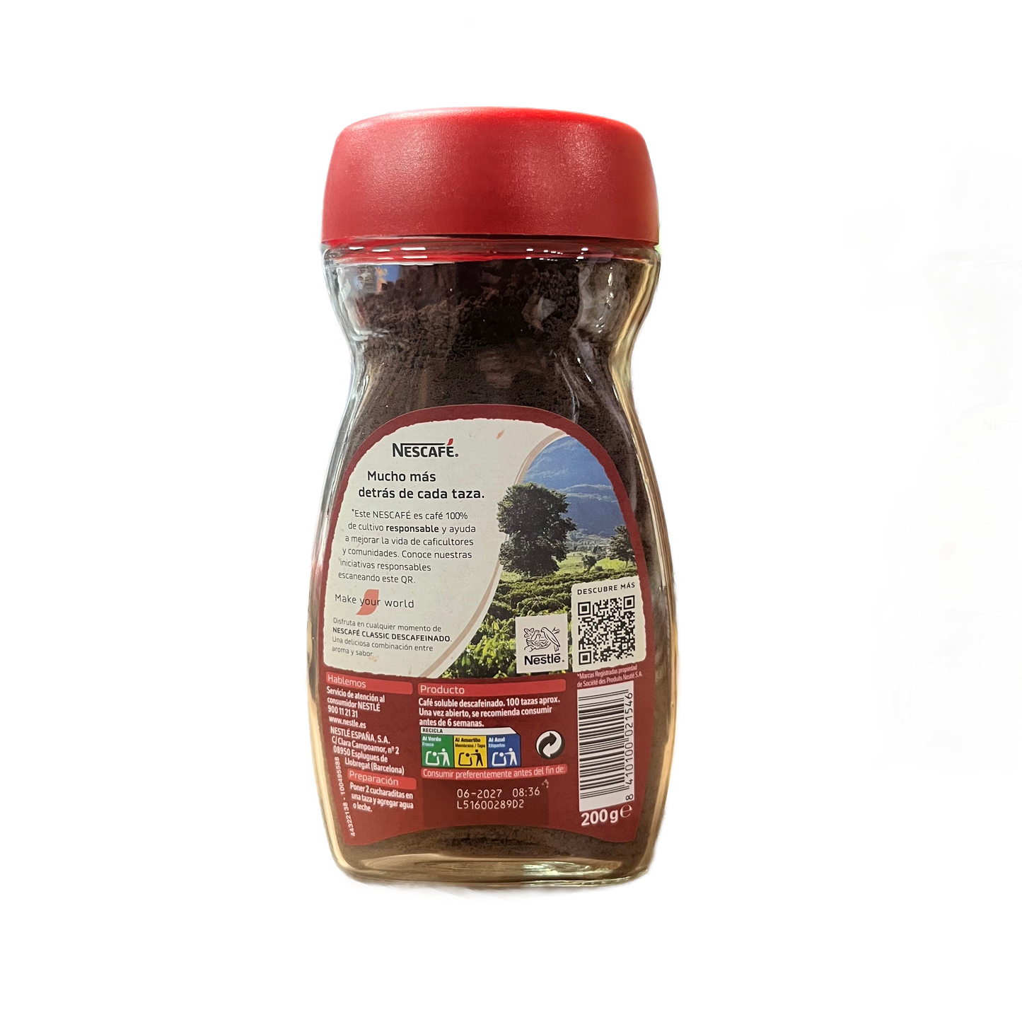 NESCAFÉ CLASSIC - CAFÉ SOLUBLE DESCAFEINADO - 200g