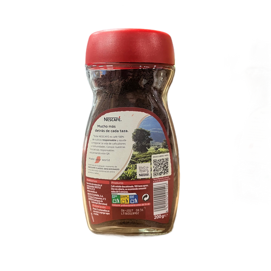 NESCAFÉ CLASSIC - CAFÉ SOLUBLE DESCAFEINADO - 200g