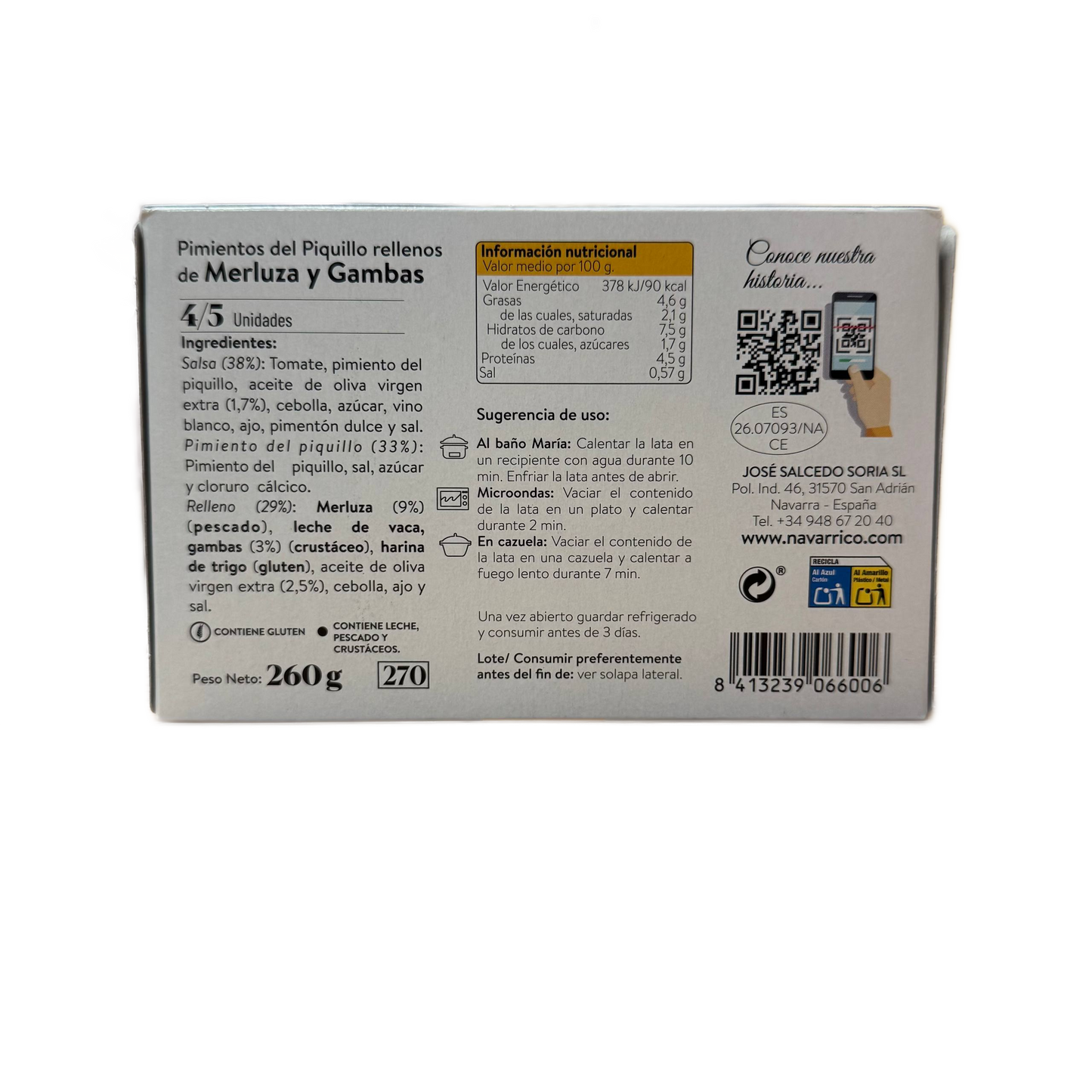 Pimientos del Piquillo Rellenos de Merluza y Gambas El Navarrico
