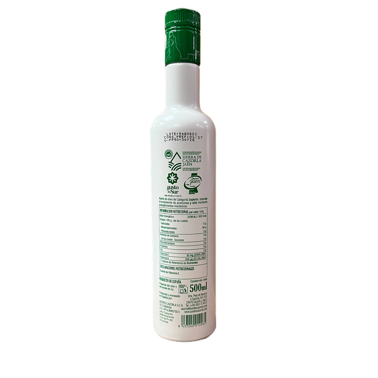 CAZORLA - GRAN SELECCIÓN ACEITE DE OLIVA VIRGEN EXTRA PICUAL - 500ml