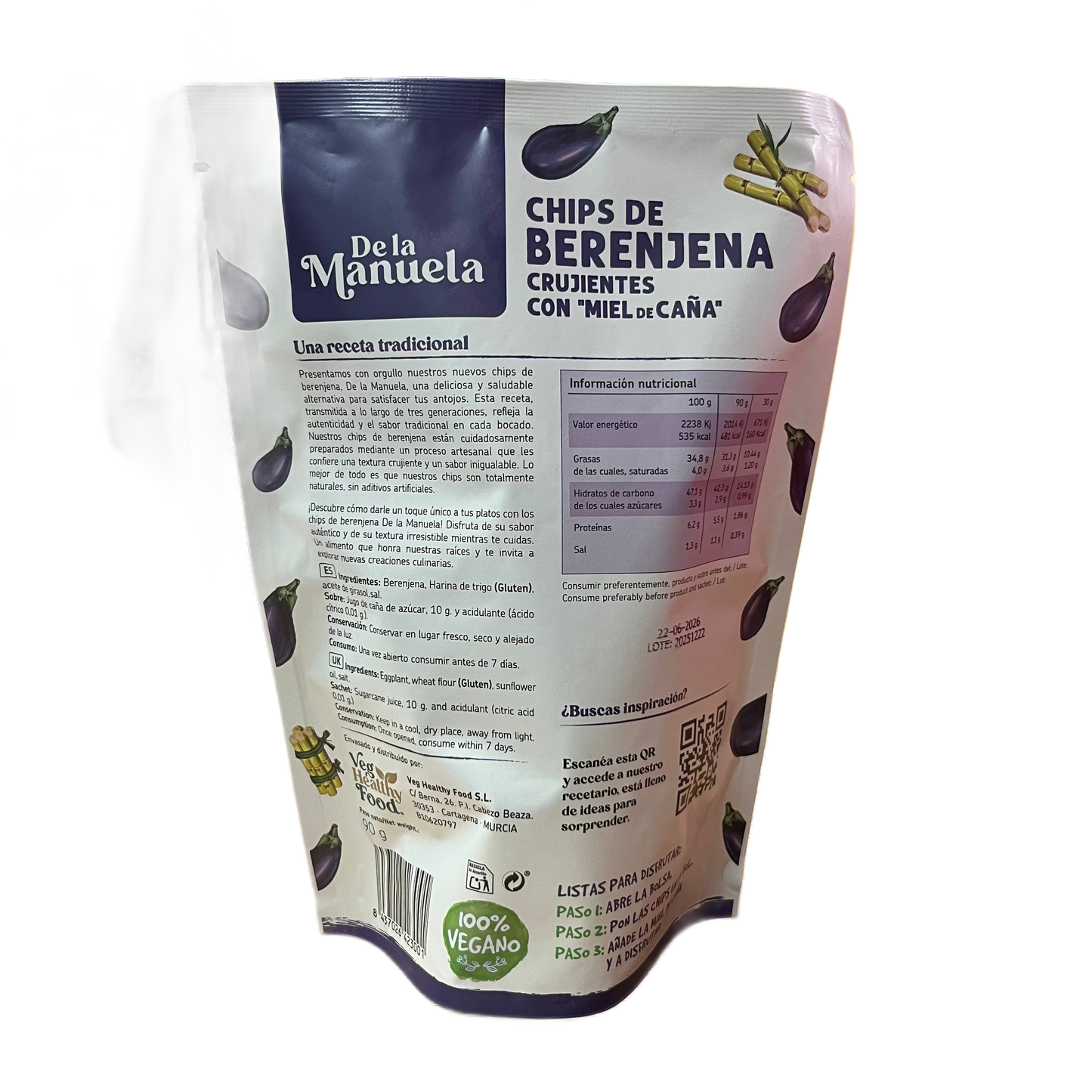 Chips de Berenjena con Miel de Caña La Manuela