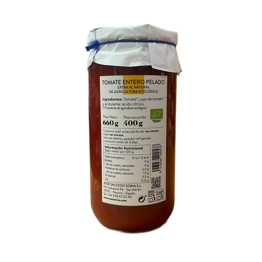 Tomate Entero Pelado El Navarrico (Tarro de Cristal)