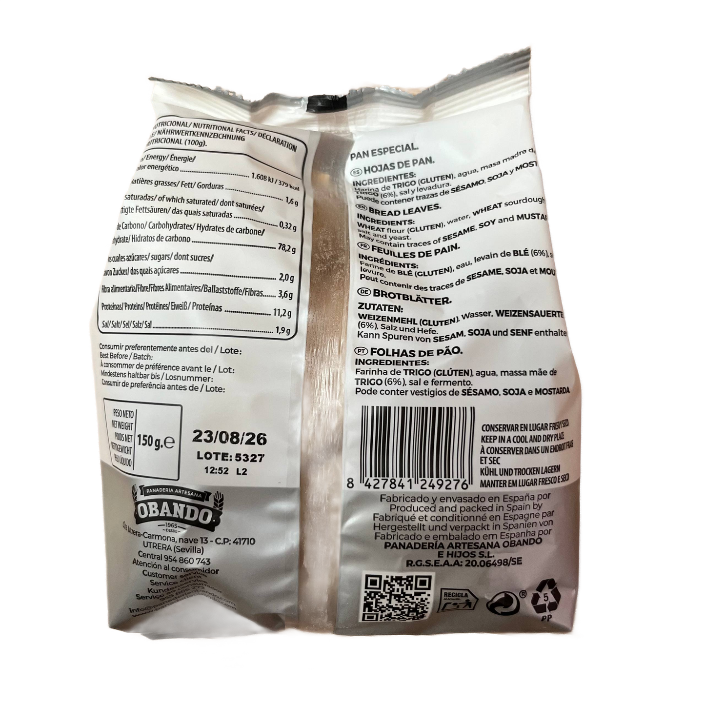 Hojas de Pan Obando 150 g
