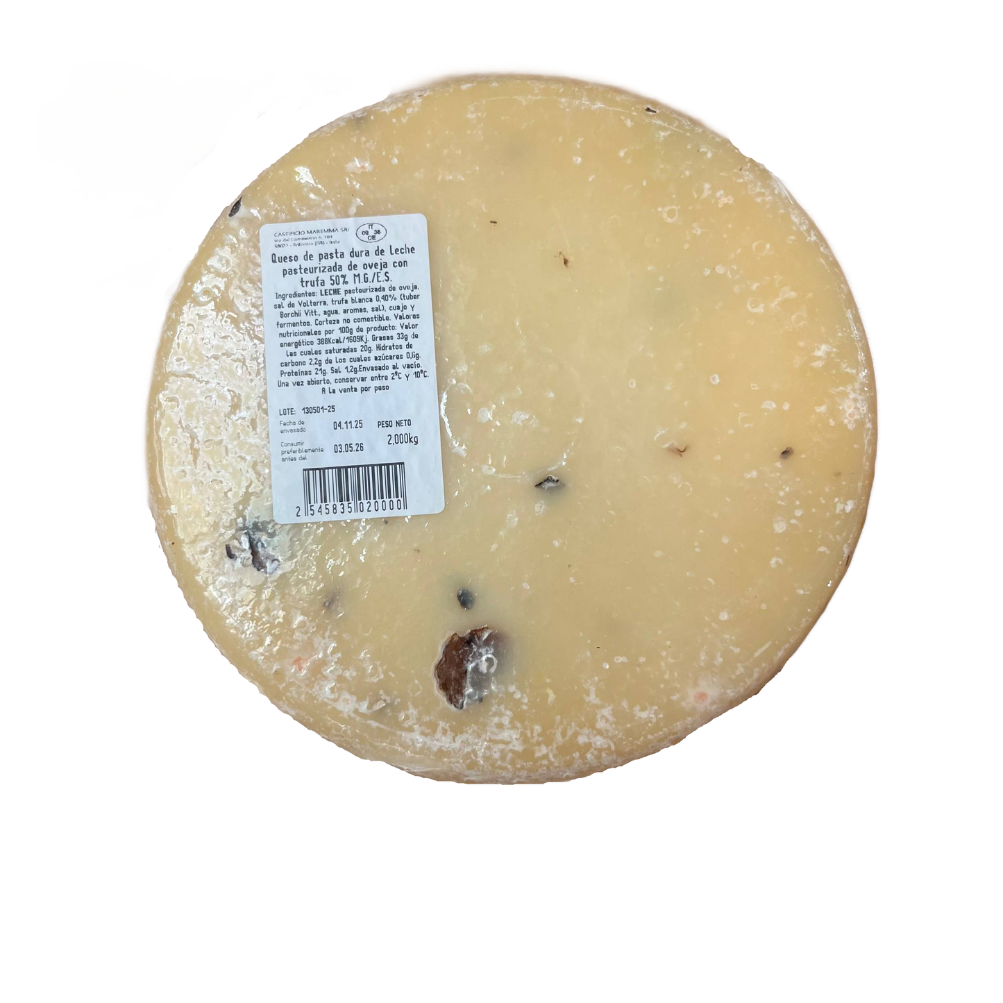 CASEIFICIO MAREMMA - QUESO PECORINO AL TARTUFO DOP - 2kg