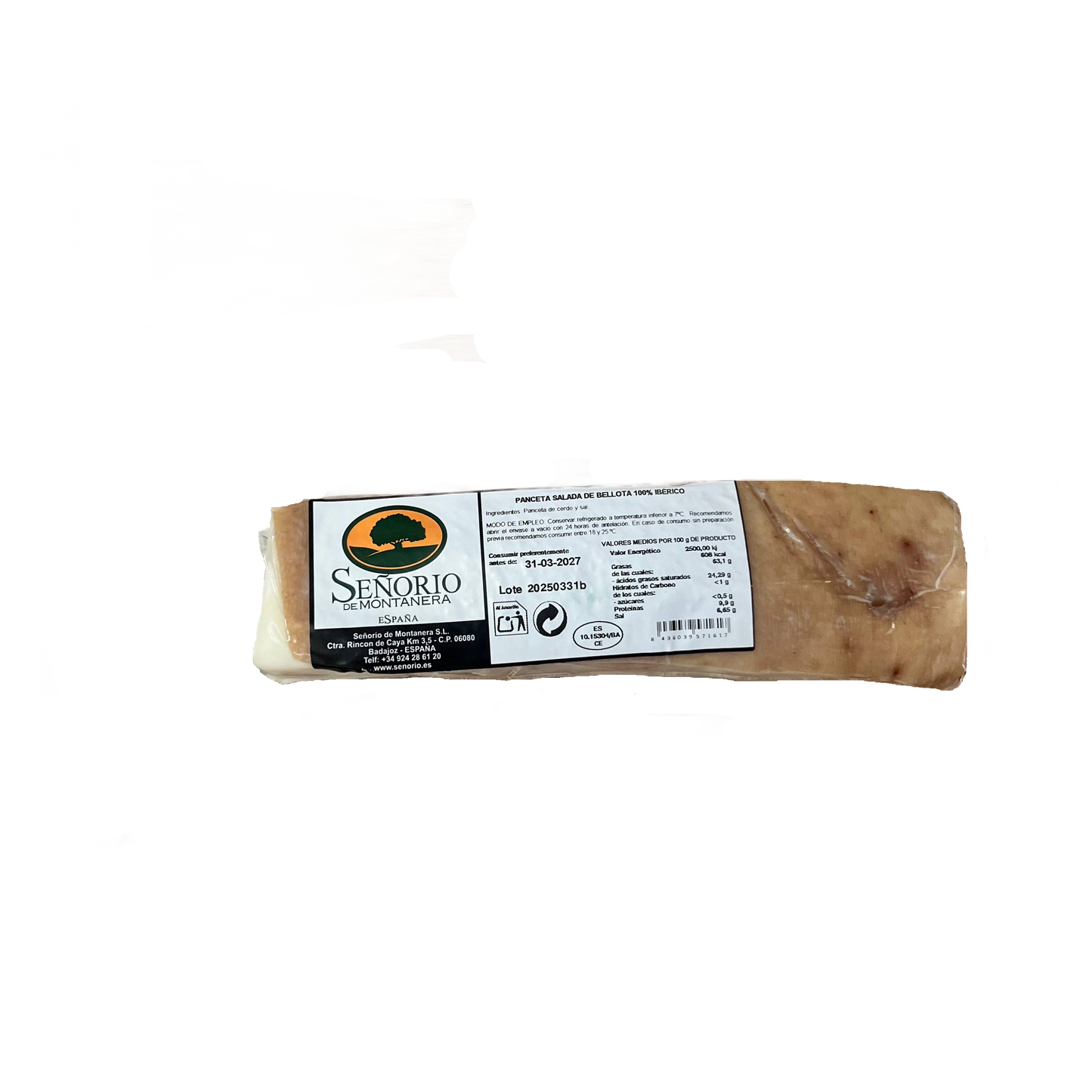 SEÑORÍO DE MONTANERA - PANCETA SALADA DE BELLOTA - 500g