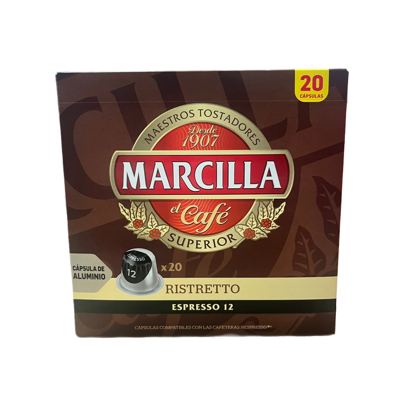 MARCILLA - CAFÉ RISTRETTO ESPRESSO 12 - 20 CÁPSULAS DE ALUMINIO