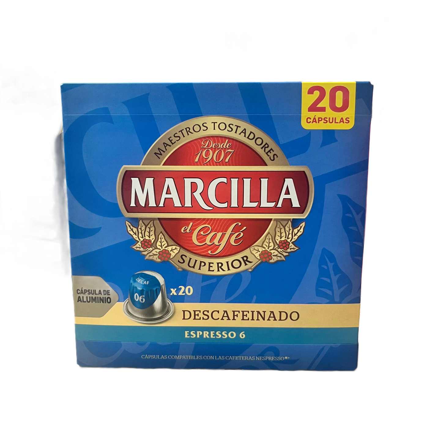 MARCILLA - CAFÉ DESCAFEINADO ESPRESSO 6 - 20 CÁPSULAS DE ALUMINIO