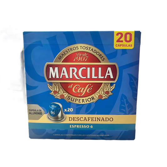 MARCILLA - CAFÉ DESCAFEINADO ESPRESSO 6 - 20 CÁPSULAS DE ALUMINIO