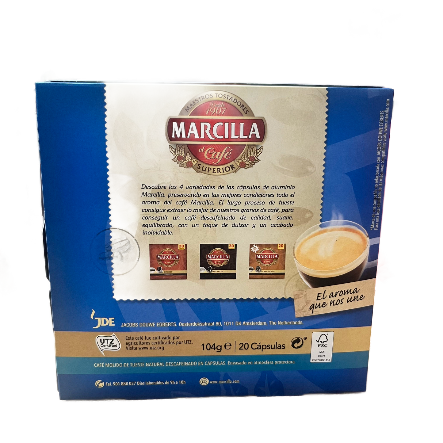MARCILLA - CAFÉ DESCAFEINADO ESPRESSO 6 - 20 CÁPSULAS DE ALUMINIO
