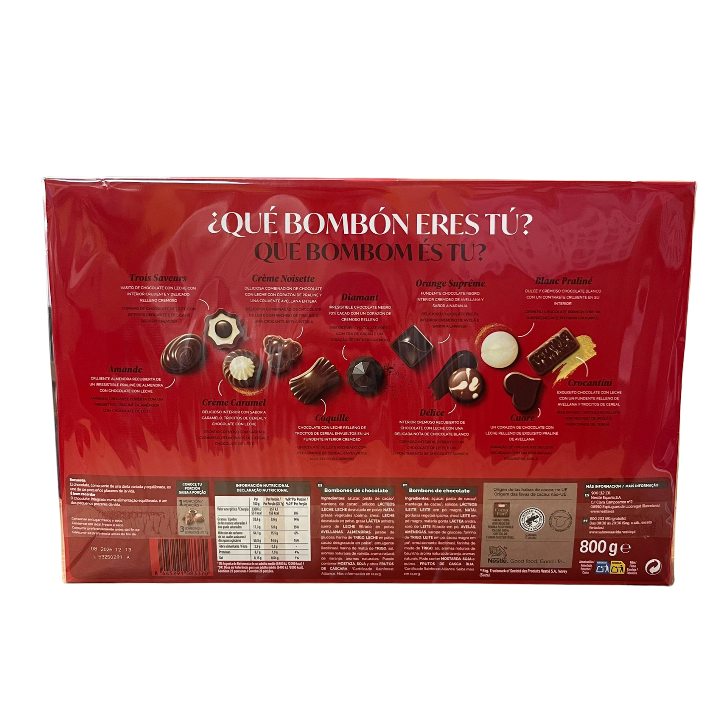 Nestlé Caja Roja Surtido de Bombones 800 g (84 Bombones)
