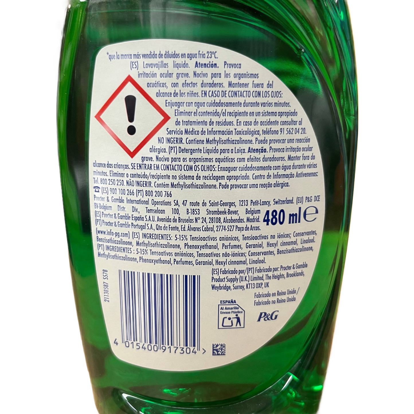 FAIRY - LAVAVAJILLAS LÍQUIDA - 480 ML