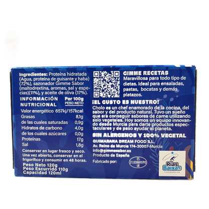 Gimme - Proteína vegetal en aceite de oliva. Sabor Atún - 20 g por lata