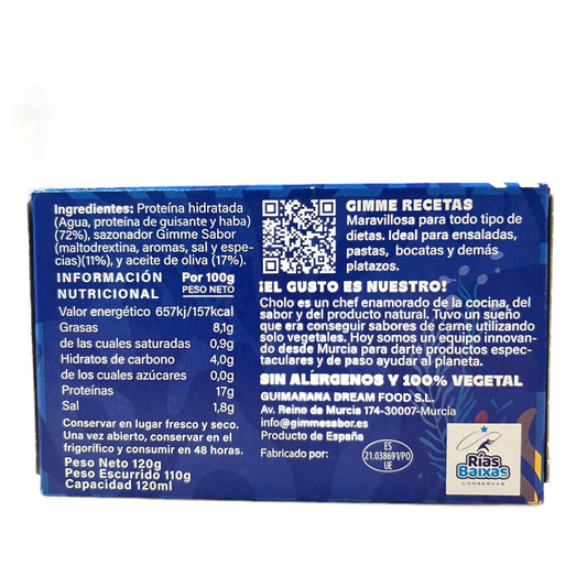 Gimme - Proteína vegetal en aceite de oliva. Sabor Atún - 20 g por lata