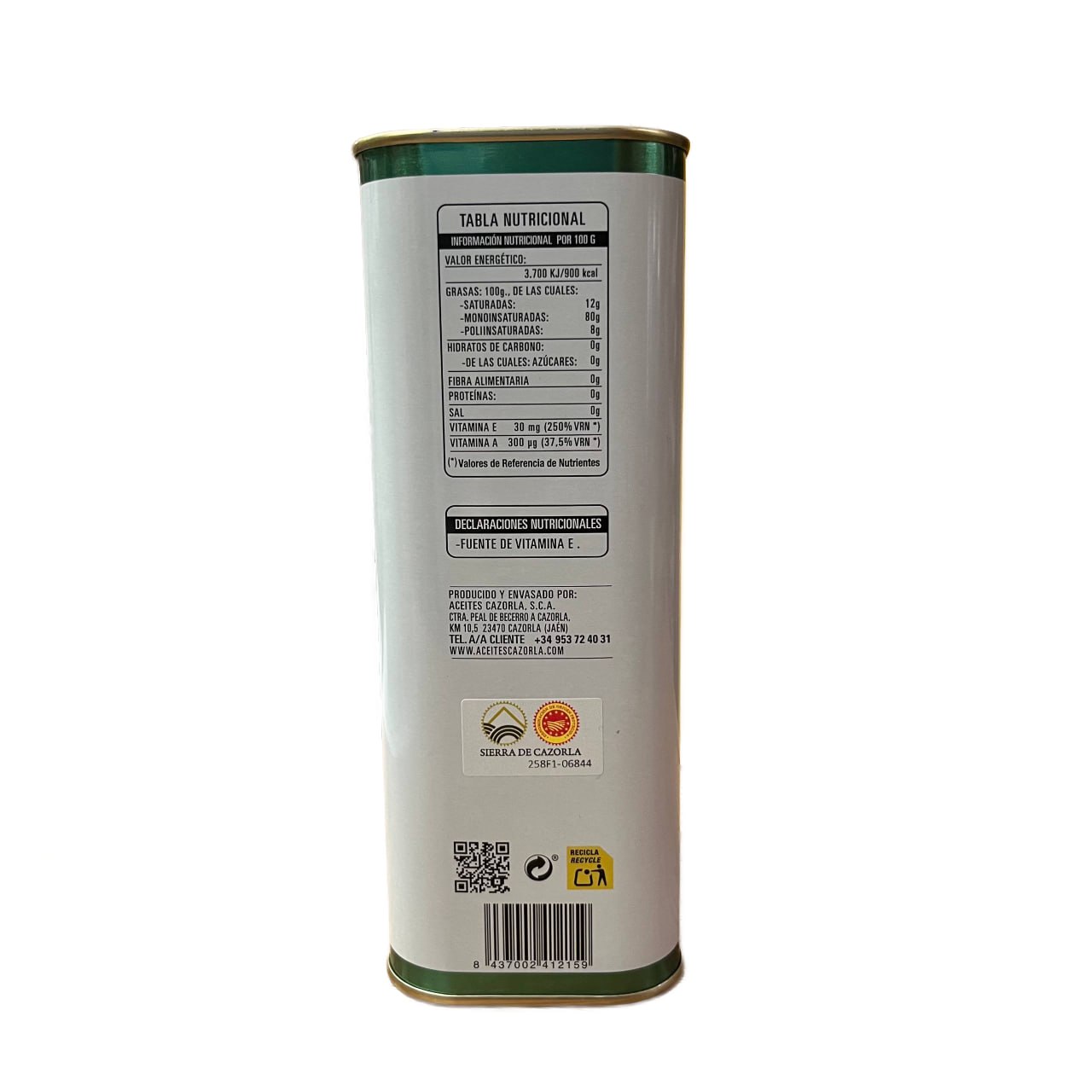 CAZORLA - ACEITE DE OLIVA VIRGEN EXTRA PICUAL - 1L (LATA)