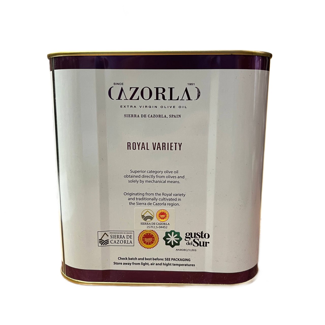 CAZORLA - ACEITE DE OLIVA VIRGEN EXTRA ROYAL - 2,5L (LATA)
