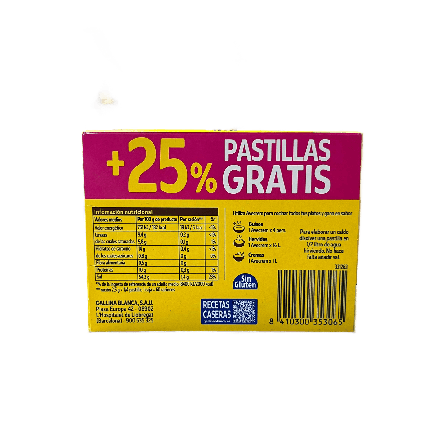 GALLINA BLANCA  - AVECREM POLLO DE CORRAL - 15 PASTILLAS