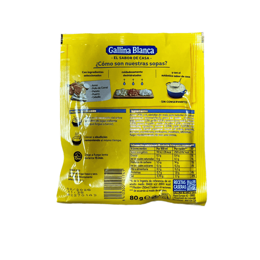 GALLINA BLANCA - SOPA DE AVE CON ARROZ - 80g (4 RACIONES)