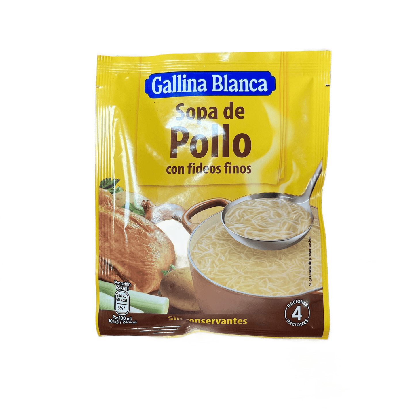 GALLINA BLANCA - SOPA DE POLLO CON FIDEOS FINOS - 72g (4 RACIONES)