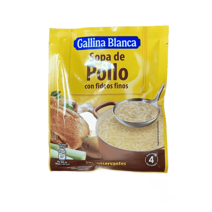 GALLINA BLANCA - SOPA DE POLLO CON FIDEOS FINOS - 72g (4 RACIONES)