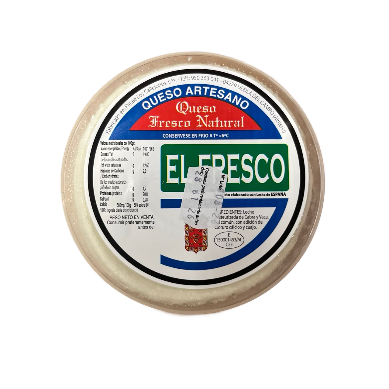 EL FRESCO - QUESO ARTESANO NATURAL - 1 UNIDAD