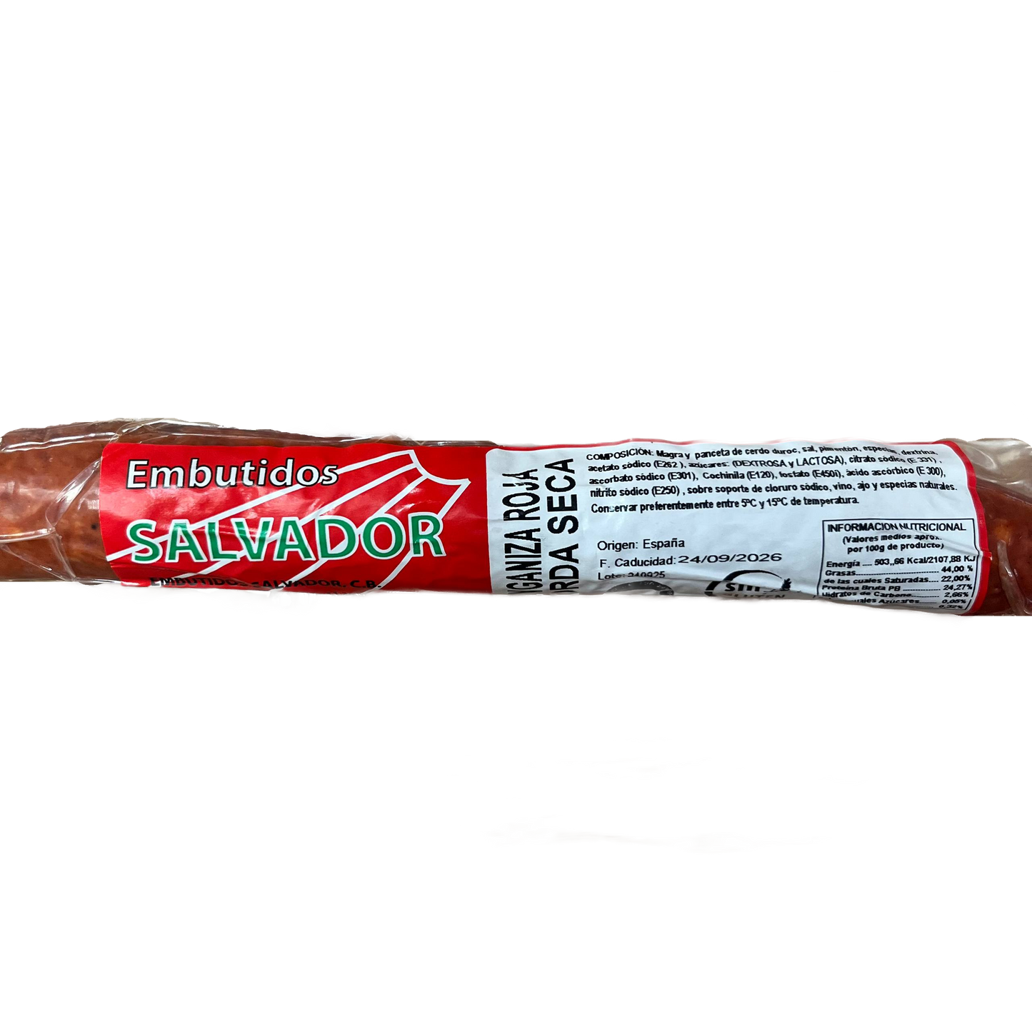 EMBUTIDOS SALVADOR - LONGANIZA ROJA GORDA SECA - 300g