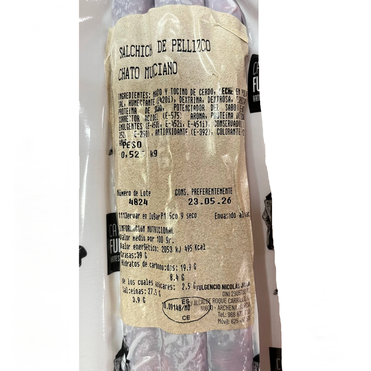 CHATO MURCIANO - SALCHICHA DE PELLIZCO - 0,52kg